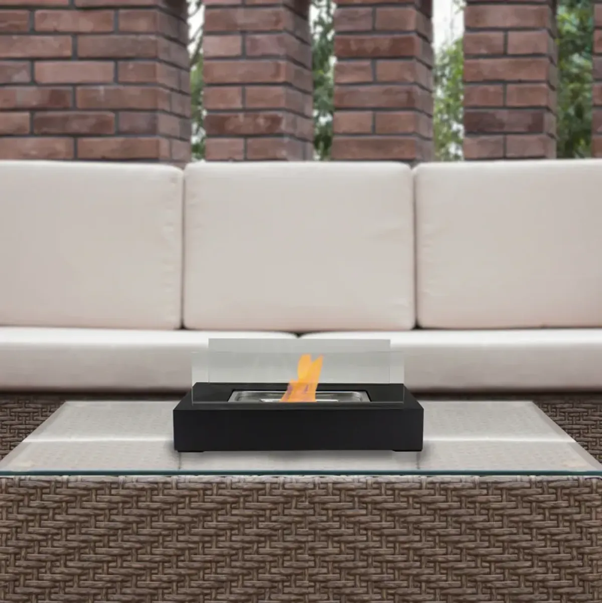 13.75" Bio Ethanol Ventless Portable Tabletop Fireplace with Flame Guard