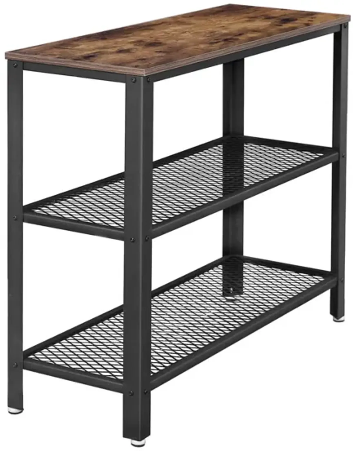 Industrial Console Table, Hallway Table with 2 Mesh Shelves