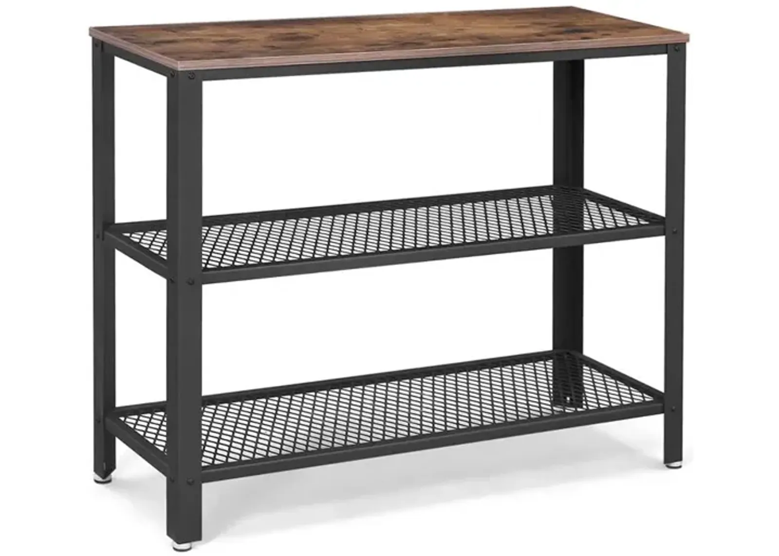 Industrial Console Table, Hallway Table with 2 Mesh Shelves