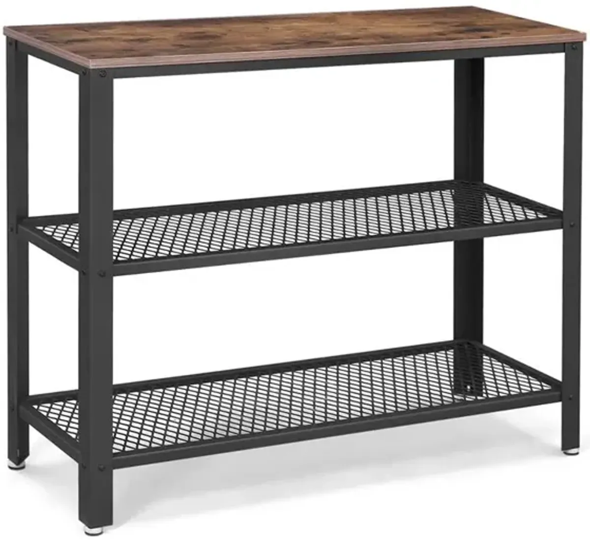 Industrial Console Table, Hallway Table with 2 Mesh Shelves