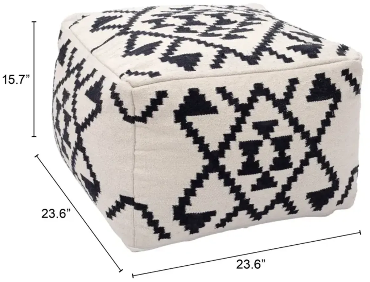 Lizardo Ottoman Beige & Black