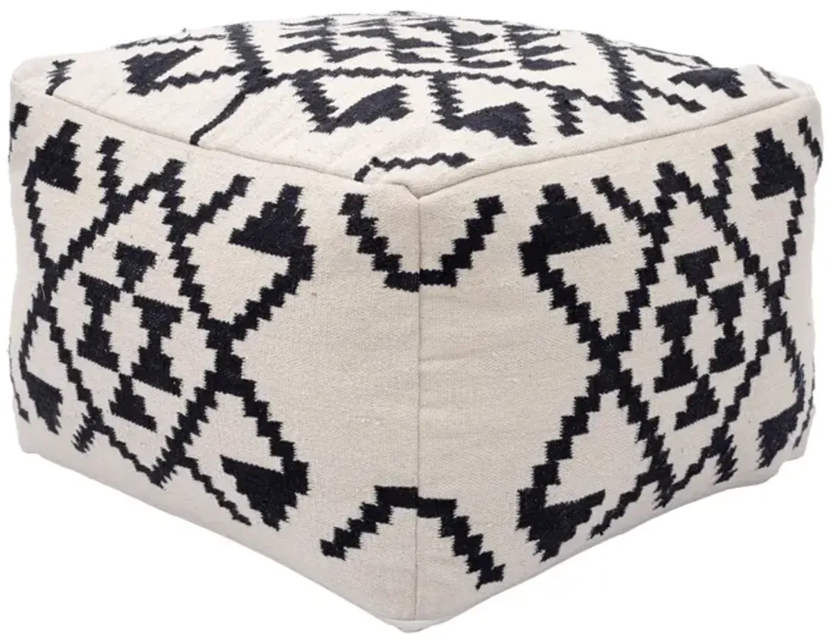 Lizardo Ottoman Beige & Black