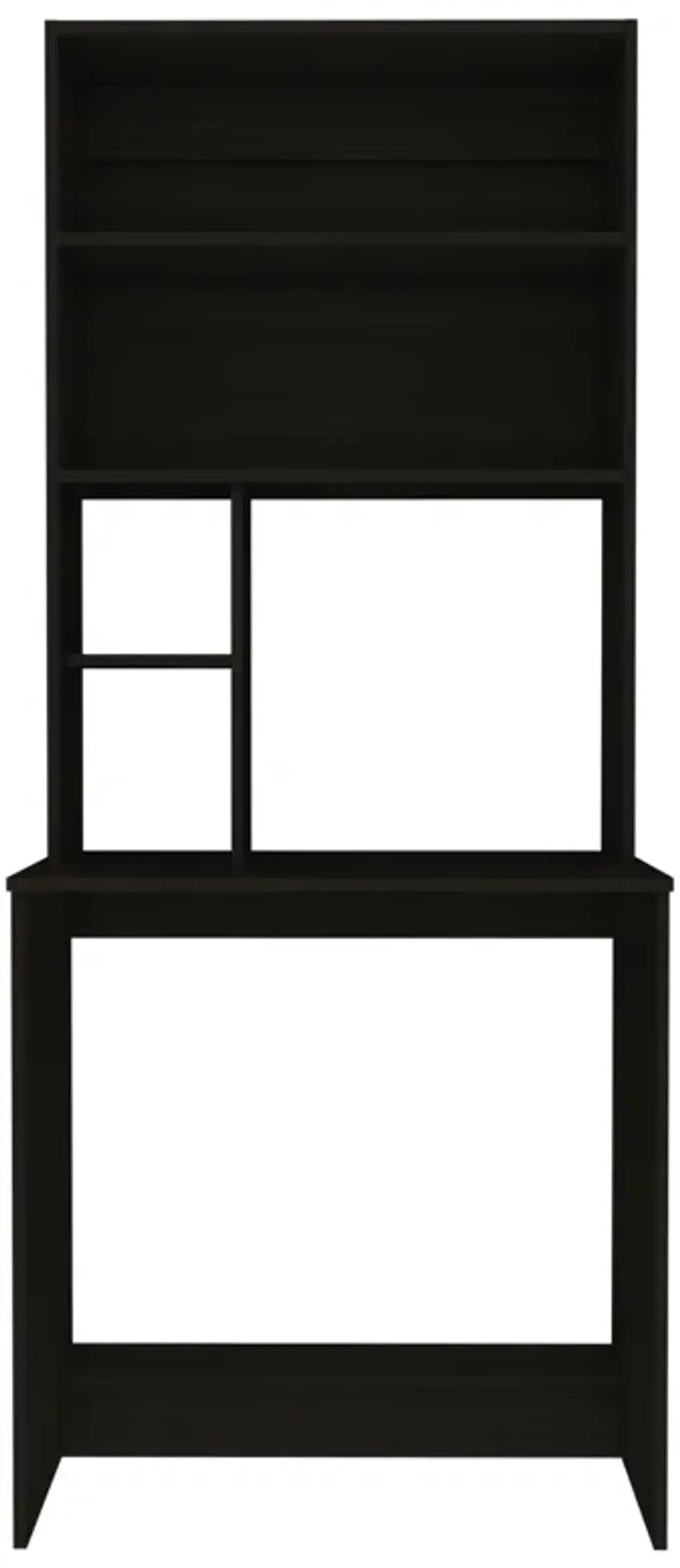 DEPOT E-SHOP Xalo Computer Hutch Desk, Lower Shelf, Four Shelves, Black