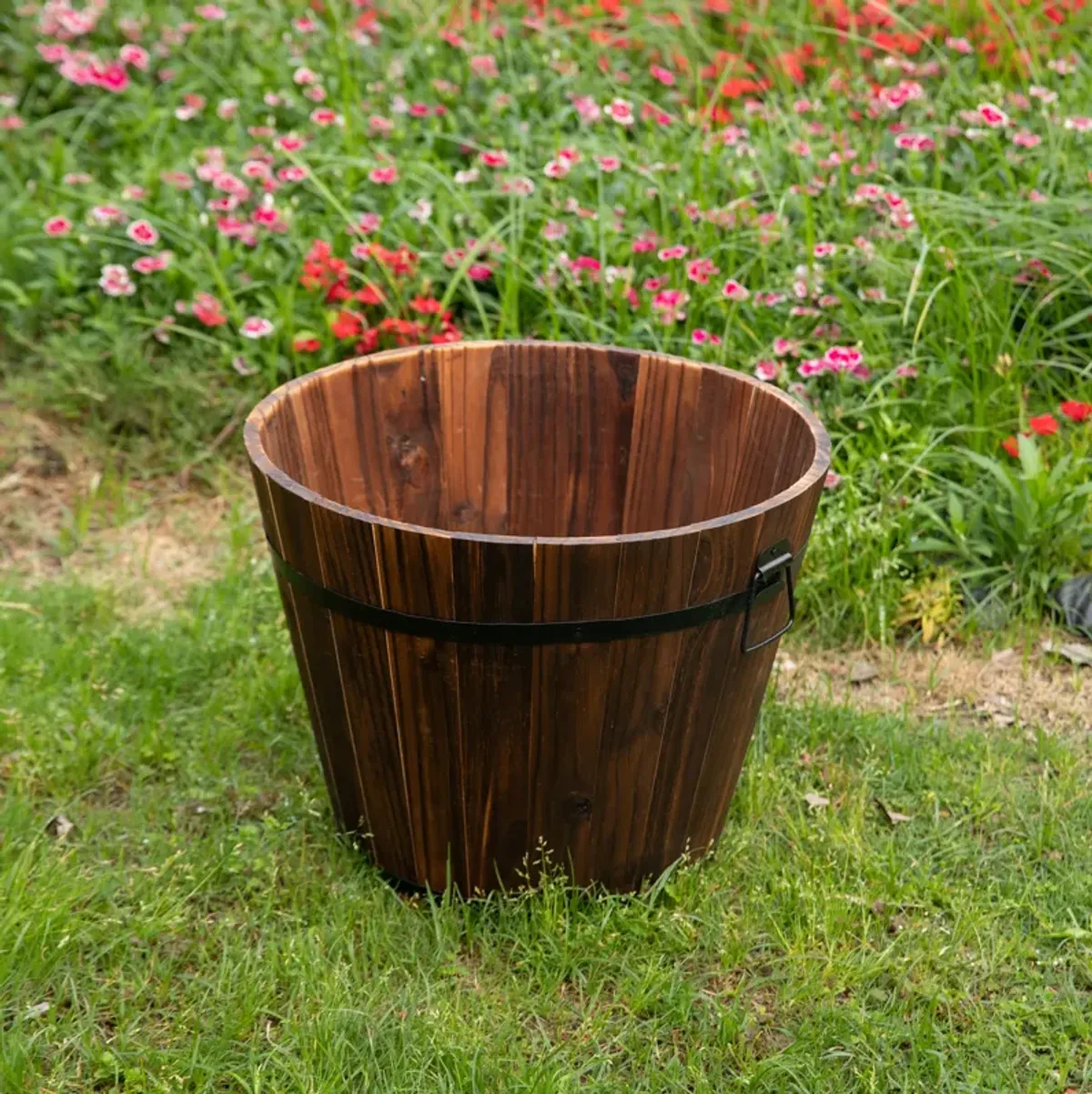 Wooden Whiskey Barrel Planters, Large