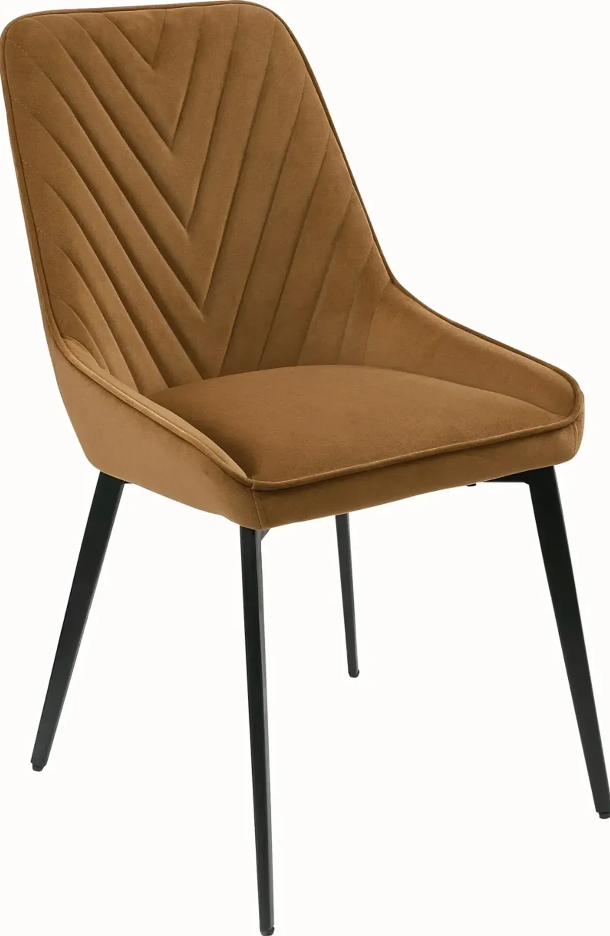 Lucia Upholstered Dining Chair in Cognac Velvet and Black Metal - Set of 2