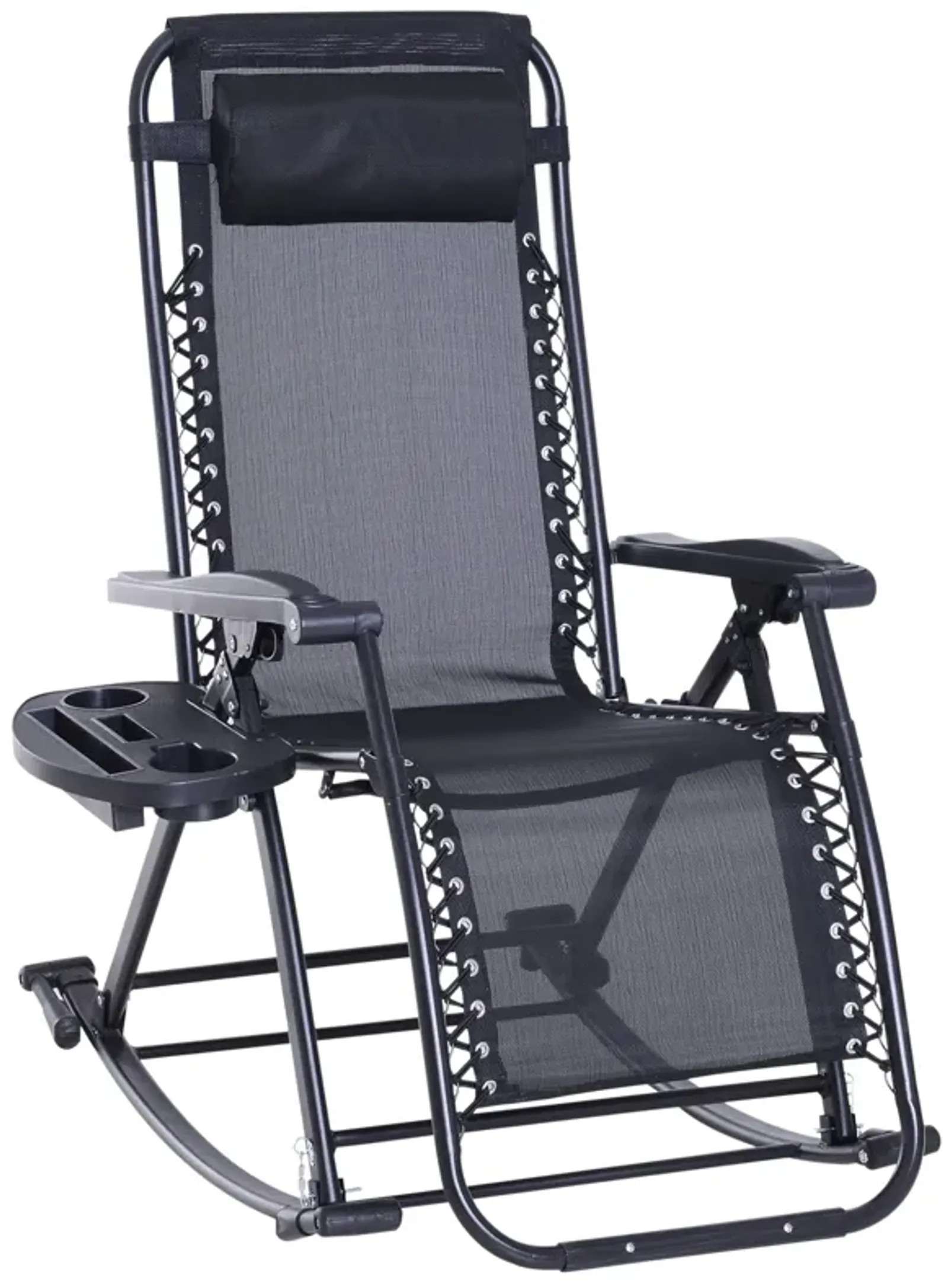 Outdoor Comfort Plus: Zero Gravity Rocking Chair with Headrest & Tray