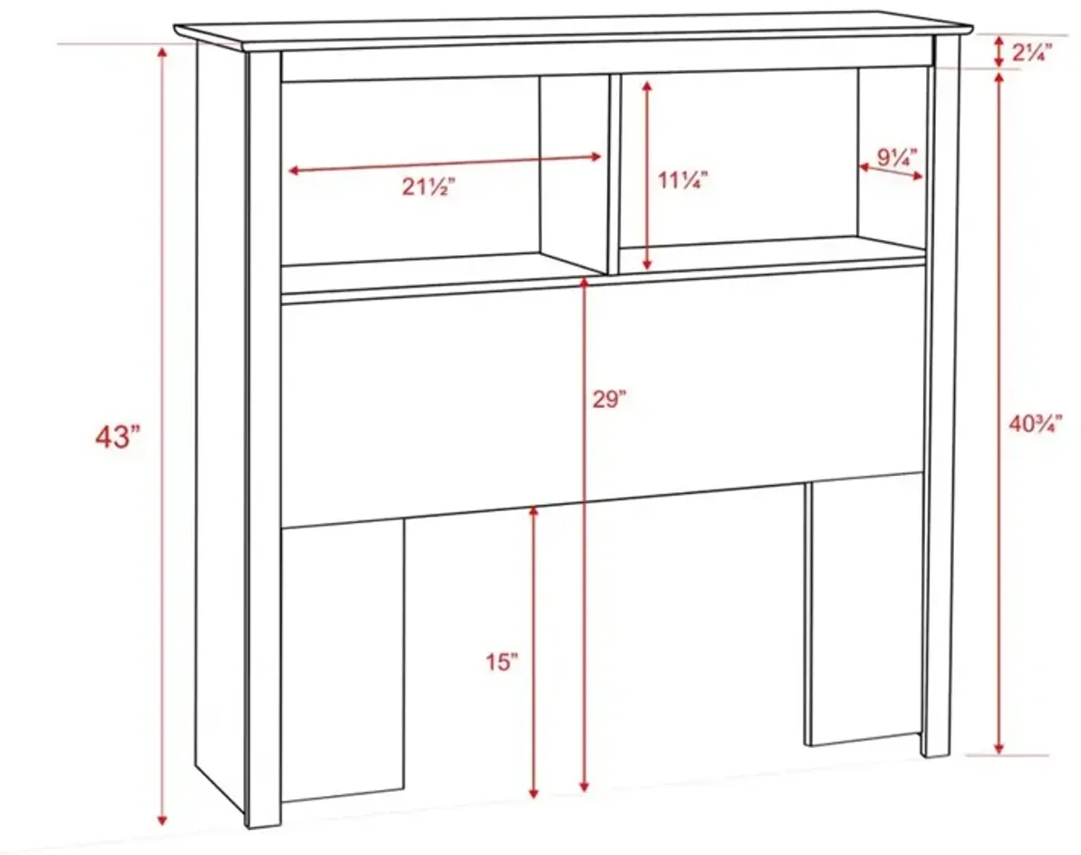 Prepac Black Twin Bookcase Headboard