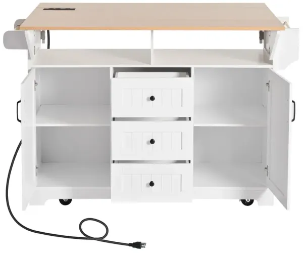 Merax Kitchen Island with 2 Drop Leaf  and 3 Drawers