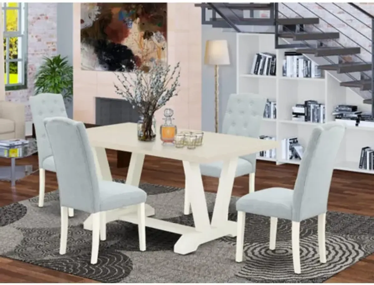 East West Furniture 1-Piece Dining Room Table with Rectangular Linen White Table top and Linen White Wooden Legs Finish