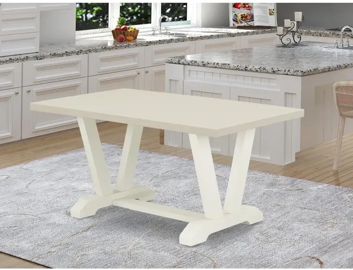 East West Furniture 1-Piece Dining Room Table with Rectangular Linen White Table top and Linen White Wooden Legs Finish