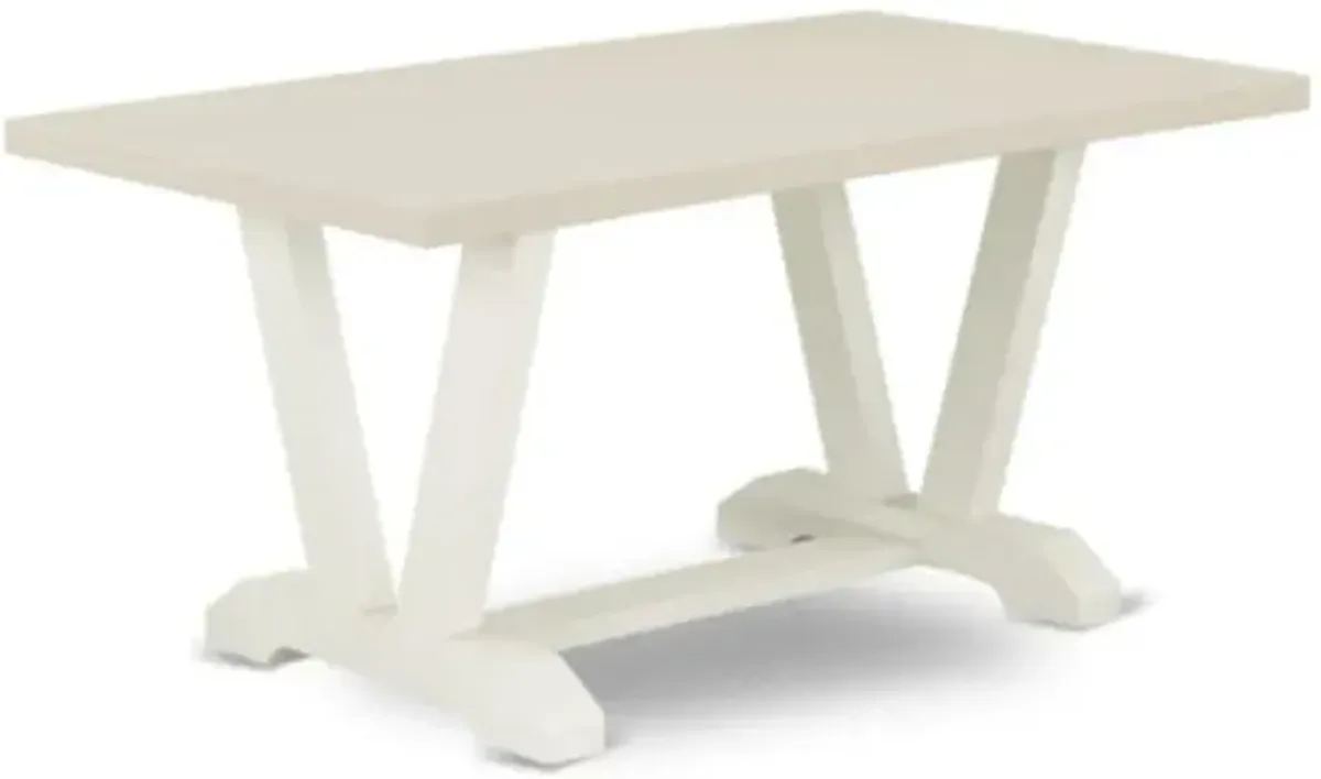 East West Furniture 1-Piece Dining Room Table with Rectangular Linen White Table top and Linen White Wooden Legs Finish