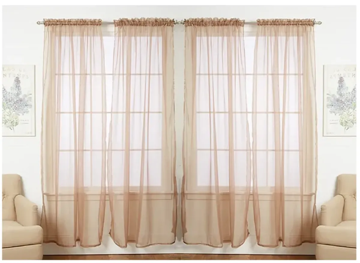 J&V TEXTILES Solid Sheer Window Curtain Panels- Set of 4