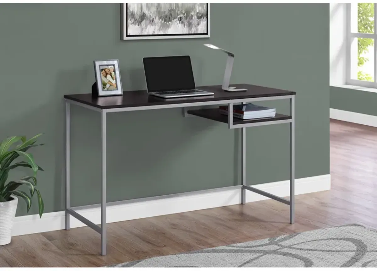 Monarch Specialties I 7369 Computer Desk, Home Office, Laptop, 48"L, Work, Metal, Laminate, Brown, Grey, Contemporary, Modern