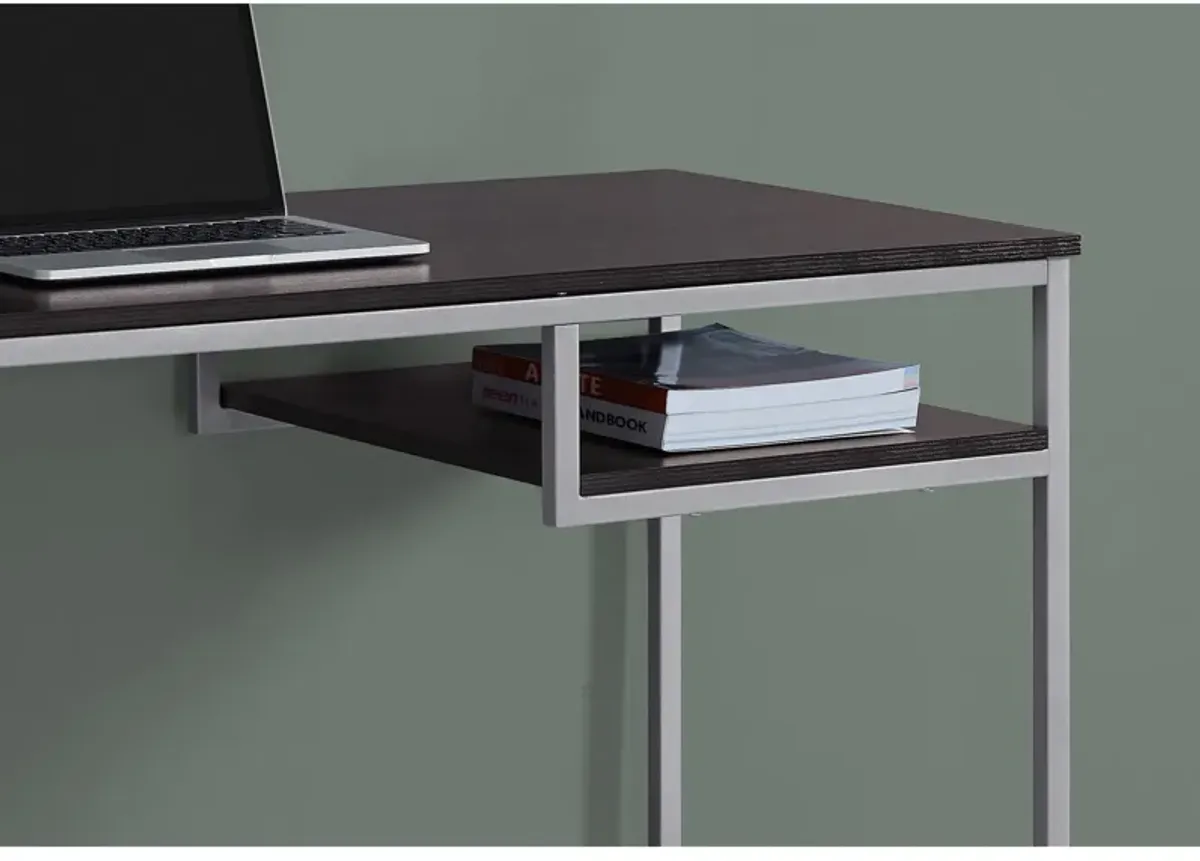 Monarch Specialties I 7369 Computer Desk, Home Office, Laptop, 48"L, Work, Metal, Laminate, Brown, Grey, Contemporary, Modern