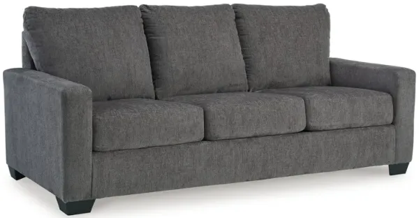Anise Sofa Sleeper with Queen Size Pull Out Bed, Pewter Gray Polyester - Benzara