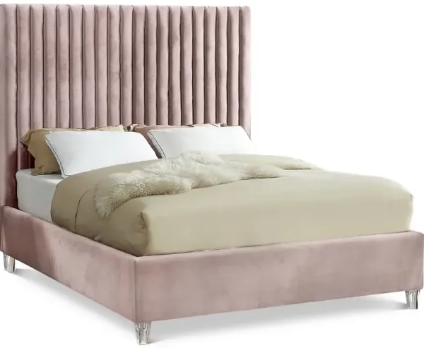 Meridian Furniture Candace Pink Velvet Queen Bed