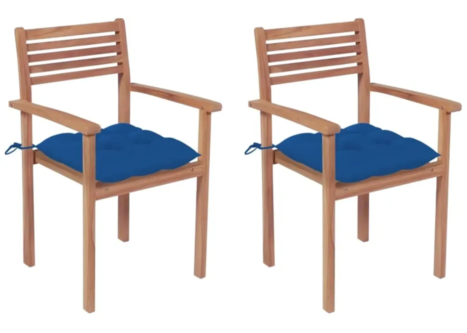 vidaXL Garden Chairs 2 pcs with Blue Cushions Solid Teak Wood