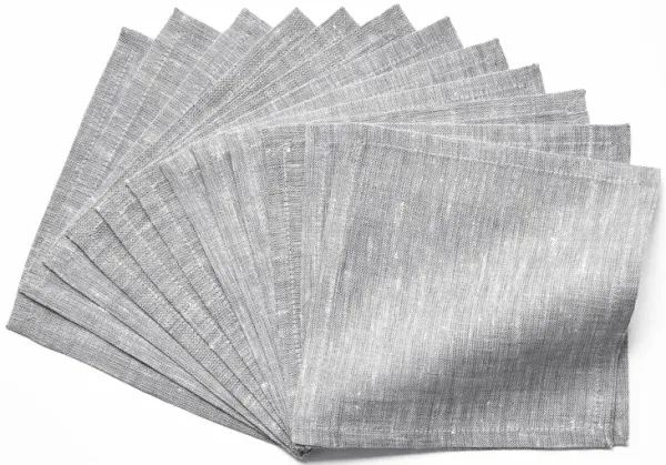 Solino Home 100% Pure Linen Cocktail Napkins 6 x 6 Inch Set of 12 - Athena