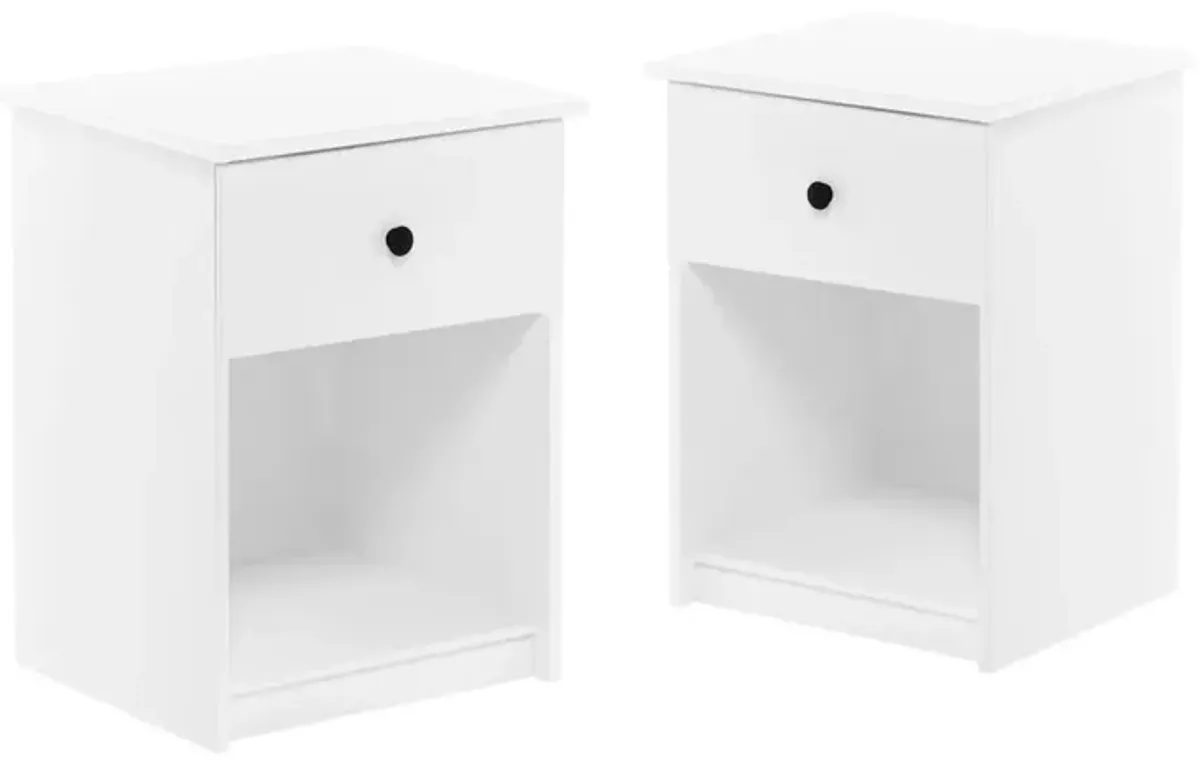 Furinno Lucca Nightstand with One Drawer, Set of 2, White