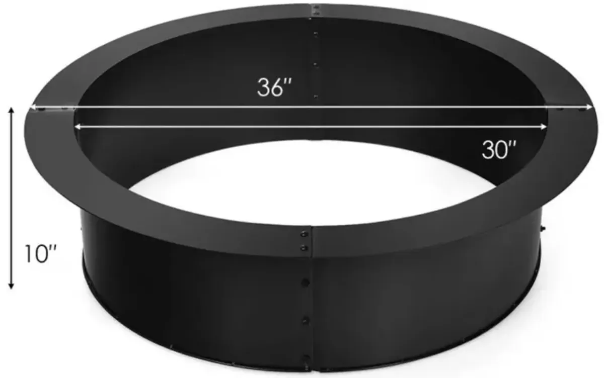 Hivvago 36 inch Round Steel Fire Pit Ring Line for Outdoor Backyard