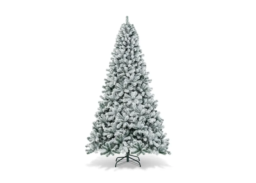 9 Feet Artificial Christmas Tree with Premium Snow Flocked Hinged