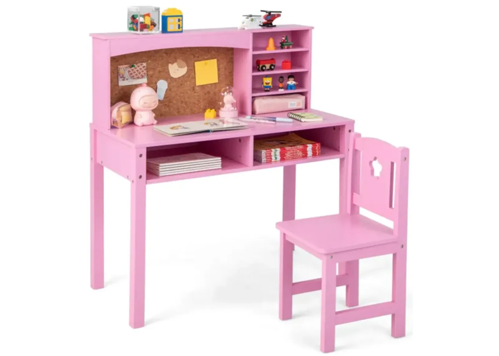 Hivvago Kids Desk and Chair Set with Hutch and Bulletin Board for 3+ Kids