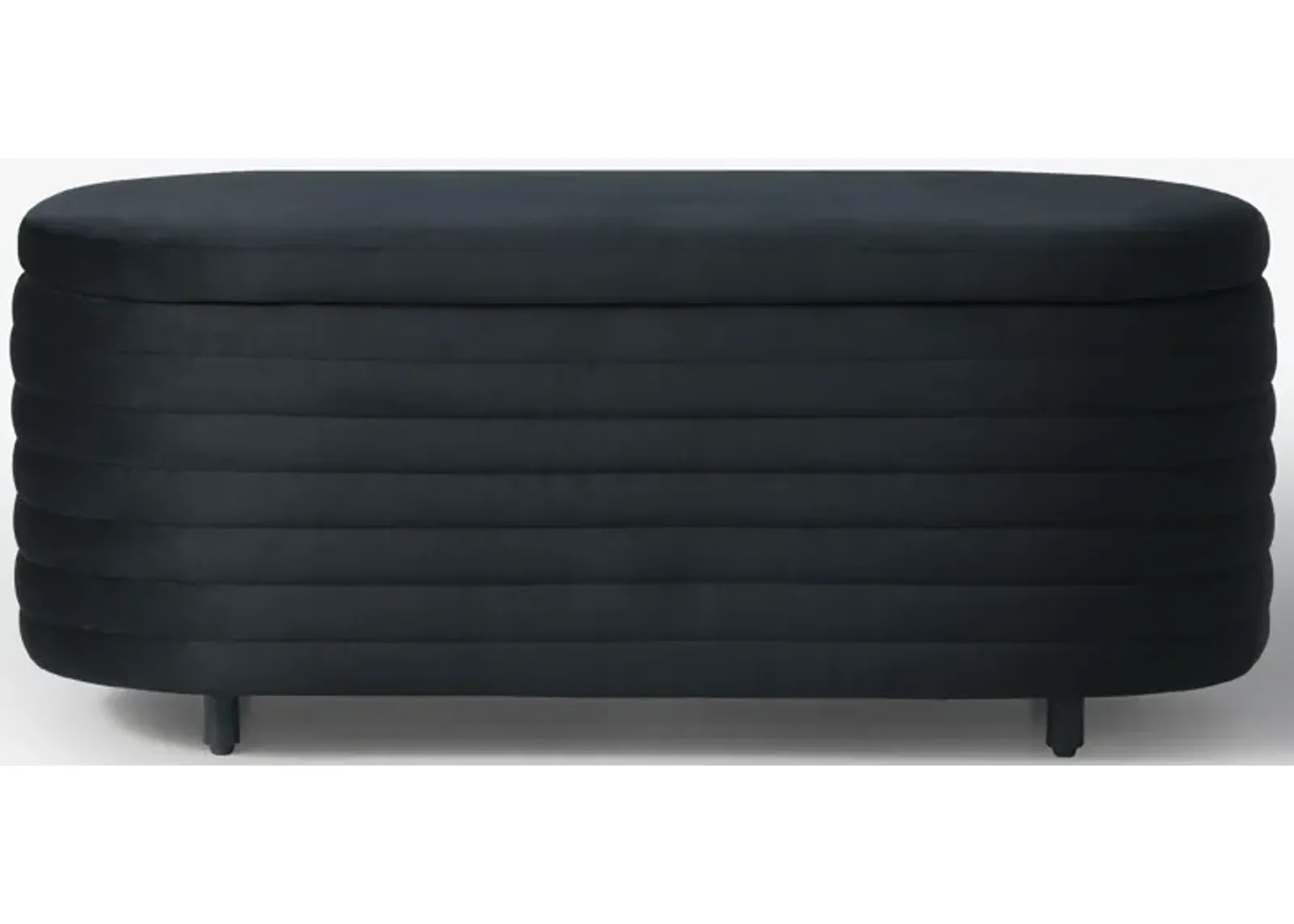 WestinTrends 42" Wide Mid-Century Modern Upholstered Velvet Tufted Oval Storage Ottoman Bench