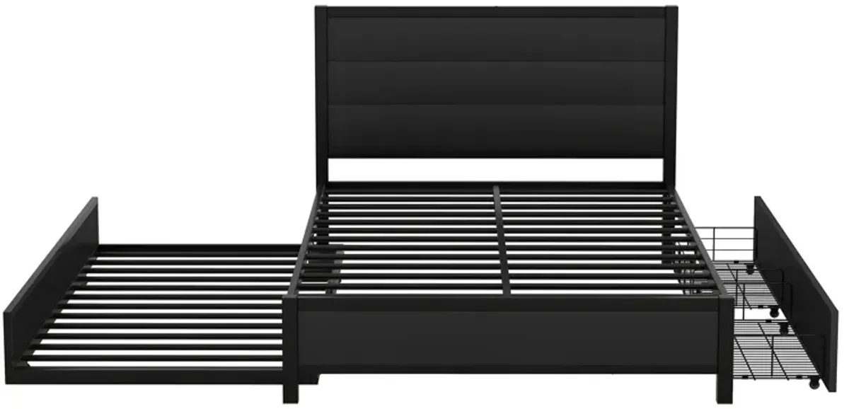 Merax Storage Platform Bed with Trundle and Drawers