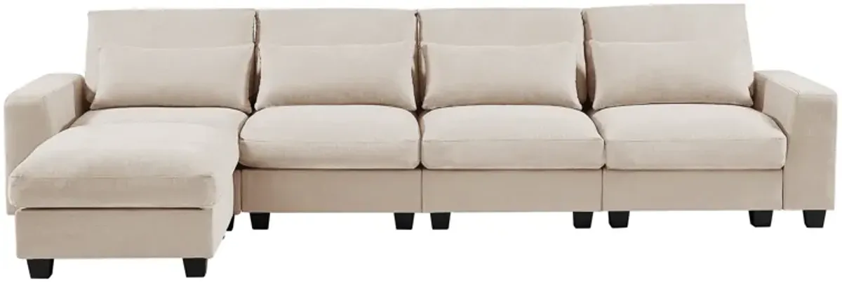 Modern Large L-Shape Feather Filled Sectional Sofa