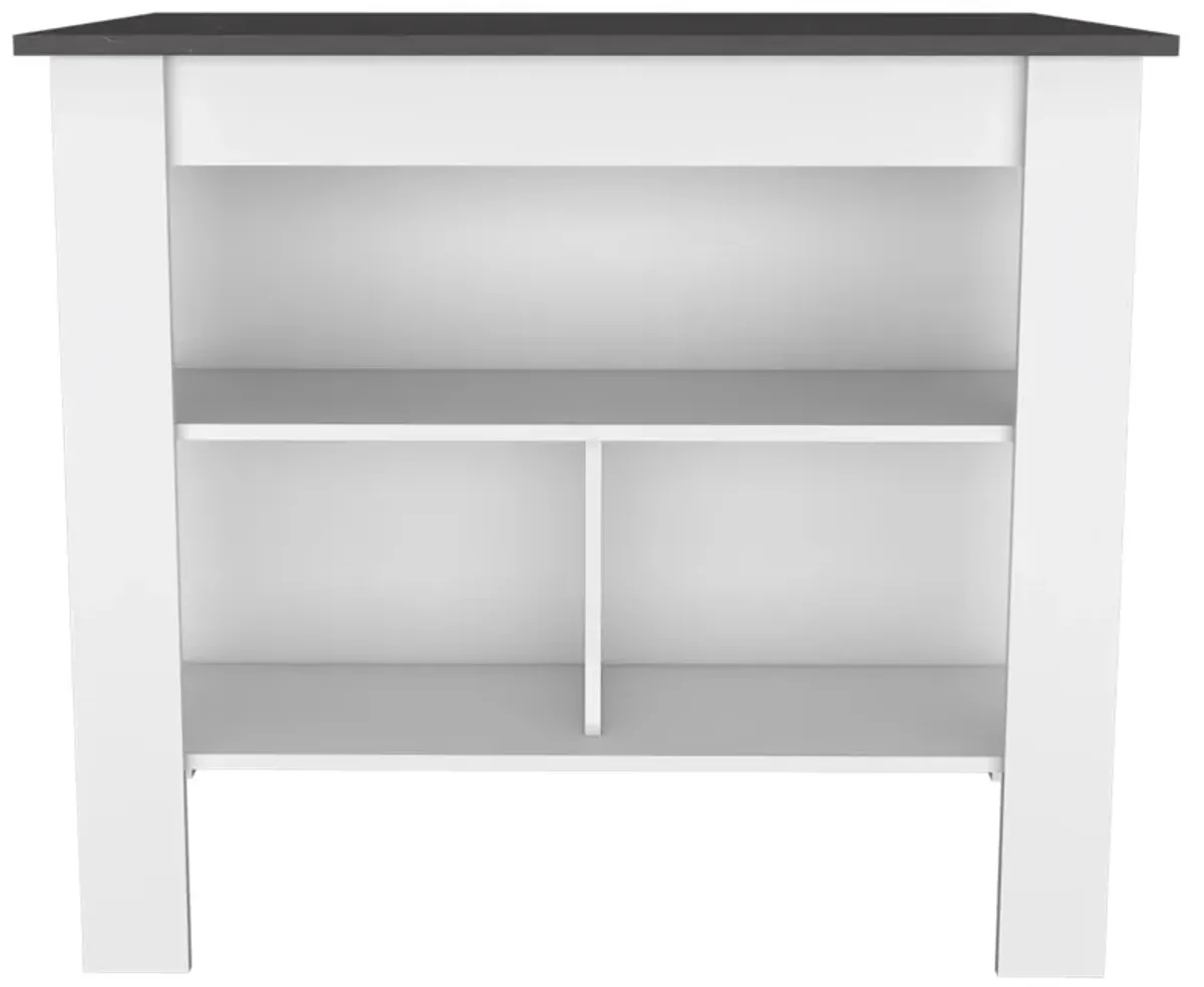 Streamdale Cala Kitchen Island, Four Legs, Three Shelves - White Onyx