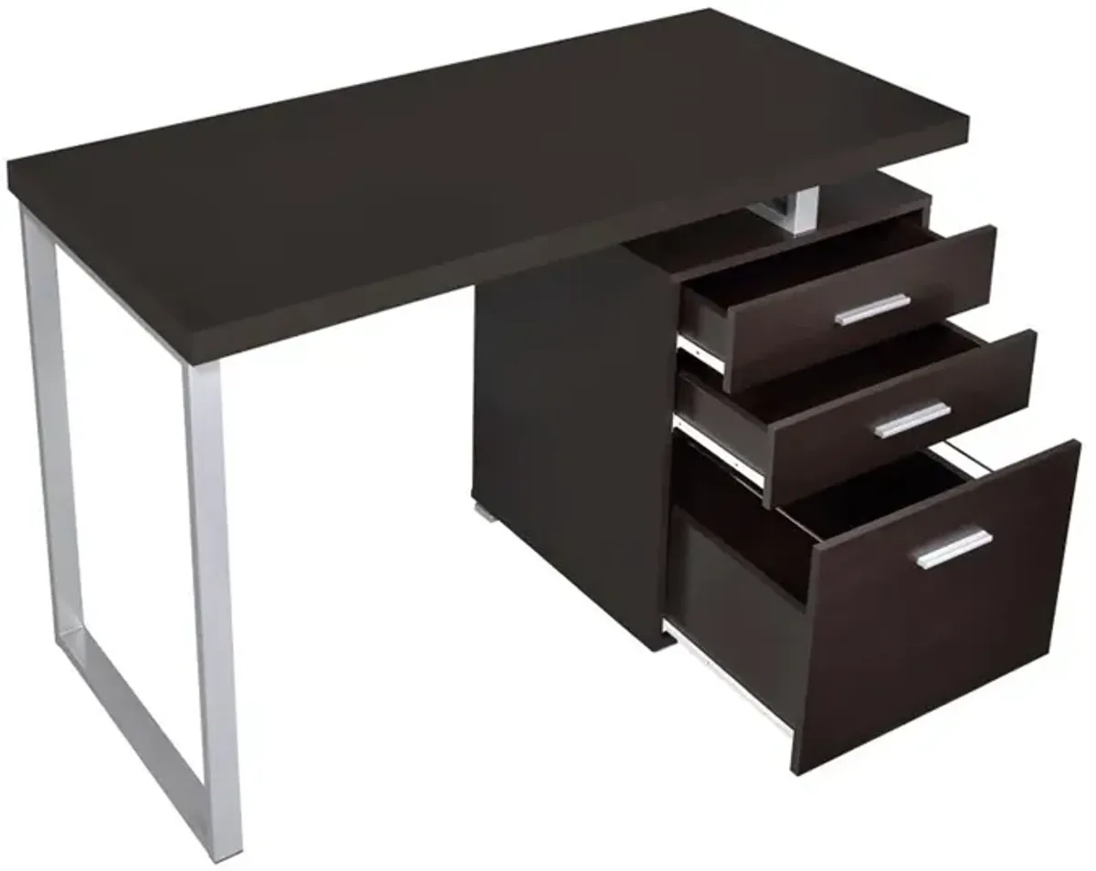 3-Drawer Office Desk in Cappuccino Finish