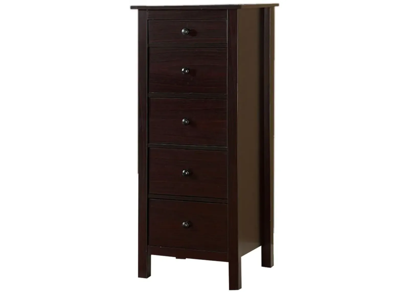 Contemporary Style 5 Drawer Wooden Chest with Straight Legs, Brown-Benzara