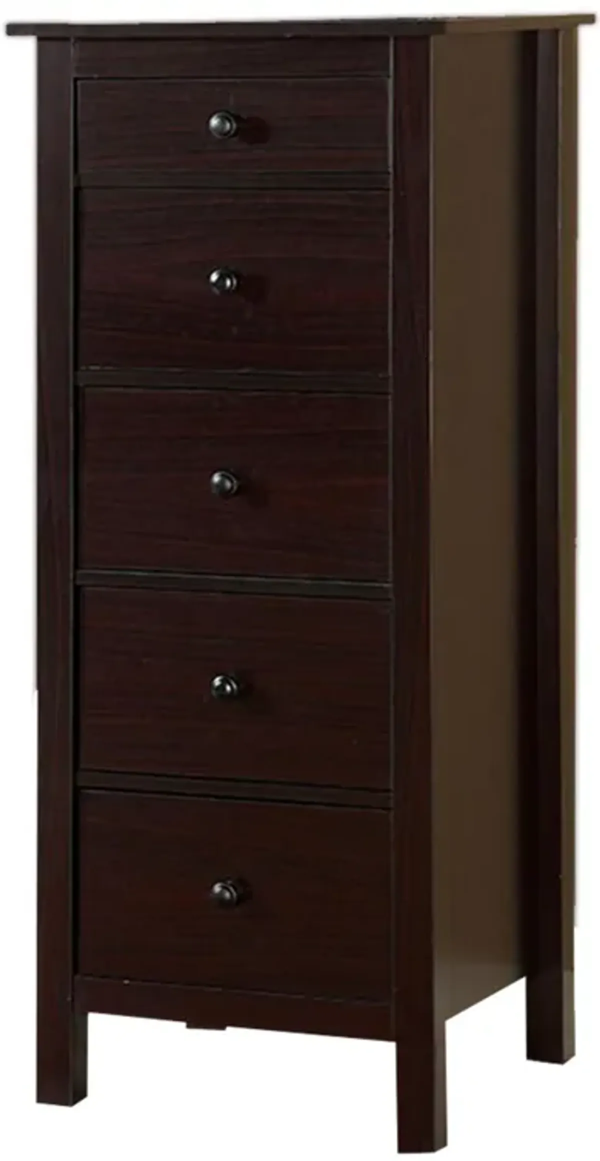 Contemporary Style 5 Drawer Wooden Chest with Straight Legs, Brown-Benzara