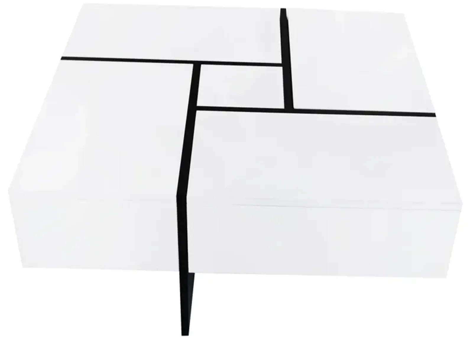 Merax Square UV High-gloss Coffee Table with Storage