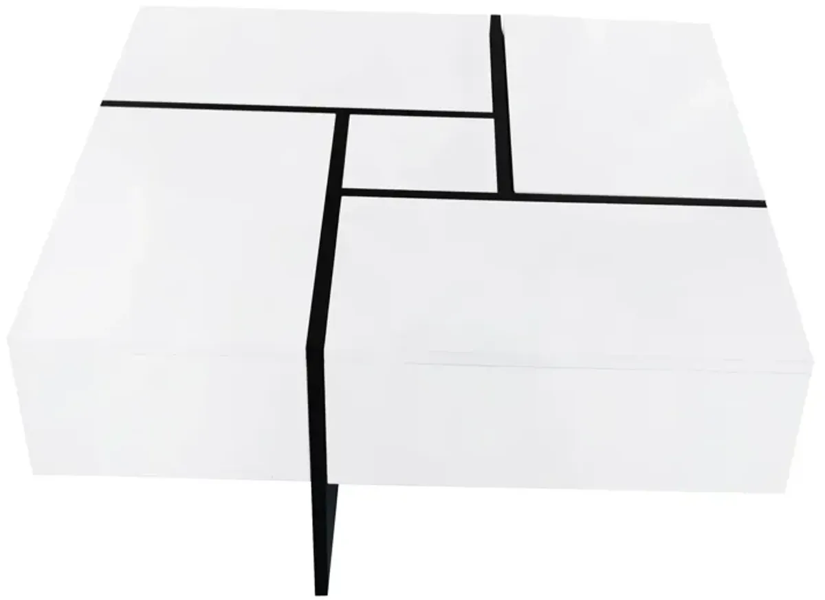 Merax Square UV High-gloss Coffee Table with Storage