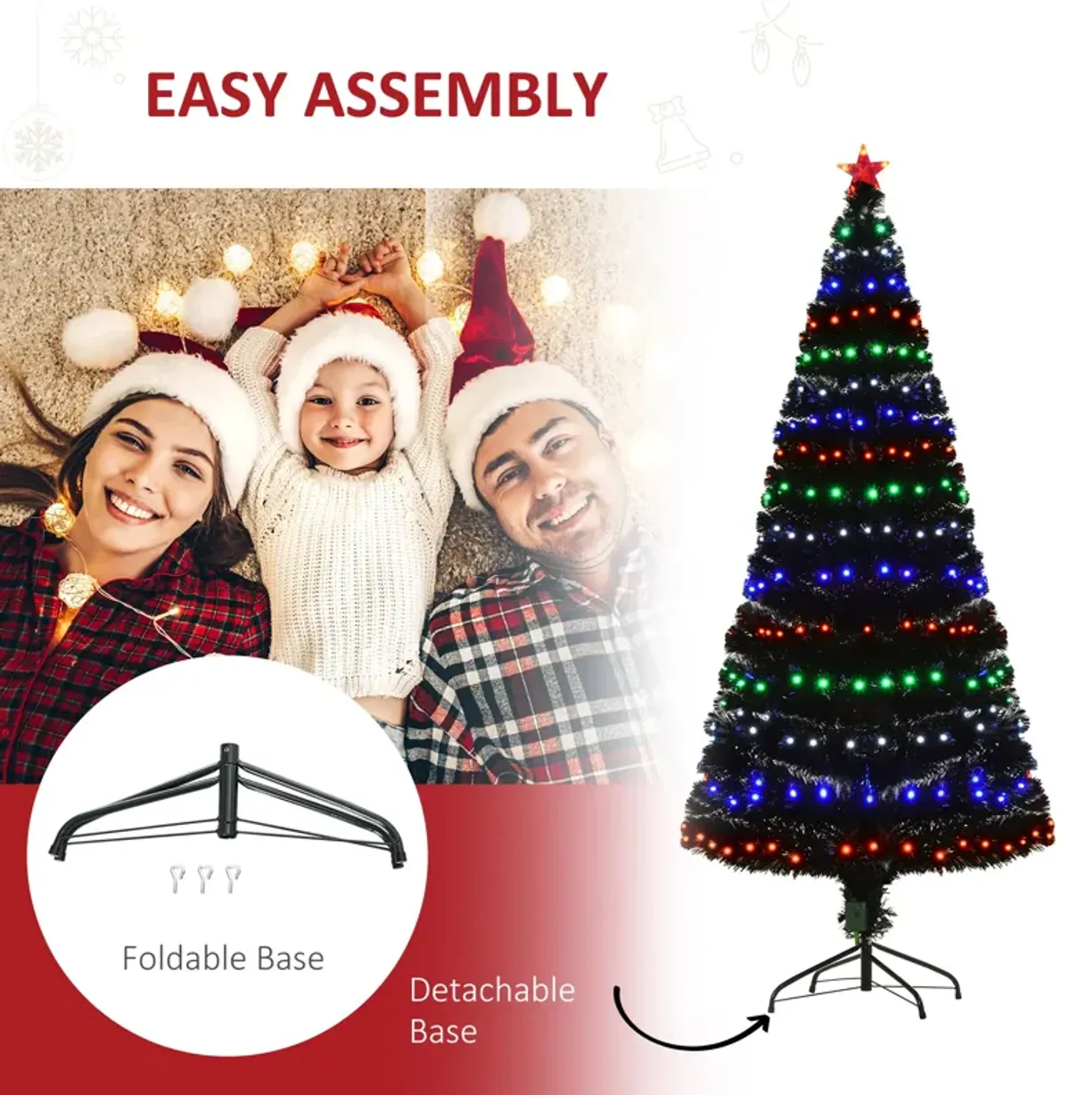 6FT Tall Fake Tree Multi-Color LED Light Holiday Home Christmas Decor