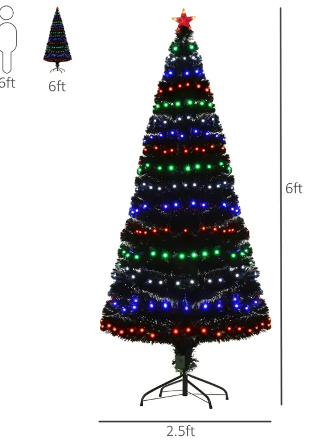 6FT Tall Fake Tree Multi-Color LED Light Holiday Home Christmas Decor