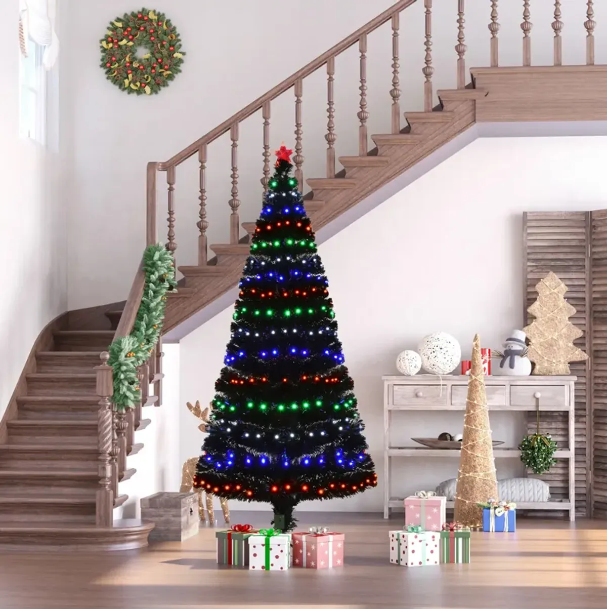 6FT Tall Fake Tree Multi-Color LED Light Holiday Home Christmas Decor