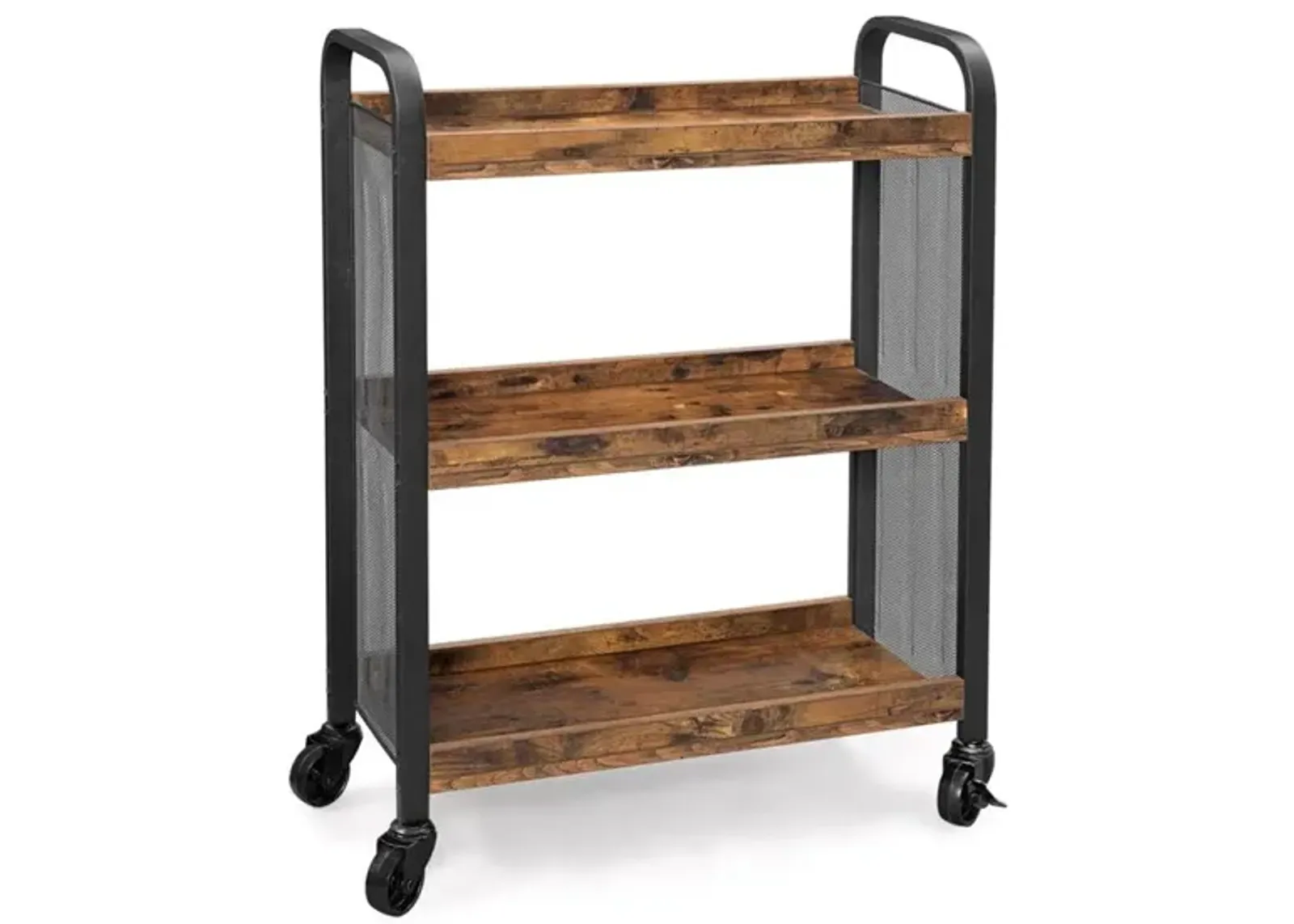 Rustic Brown Rolling Cart Slim Kitchen Cart for Narrow Spaces, Easy Assembly with Casters for Kitchen and Bathroom