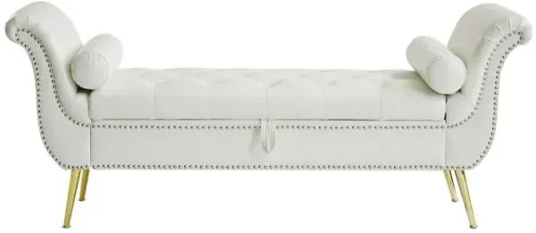 Upholstered Storage Ottoman Bench Flip-Top Bedroom Lounge Seating with Hidden Compartment