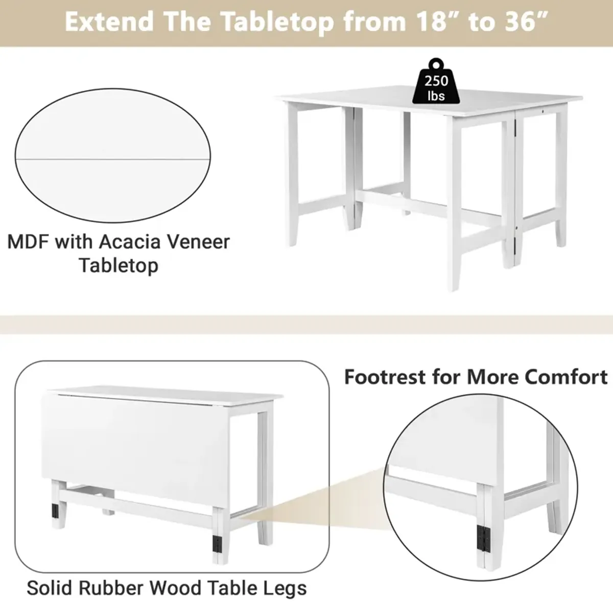 Merax Farmhouse Wood Extendable Dining Table