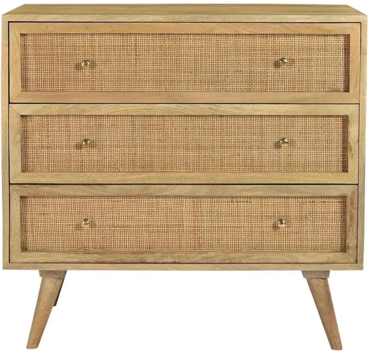 Parkview Mango Wood 3-Drw Chest, Rattan Front Drawers