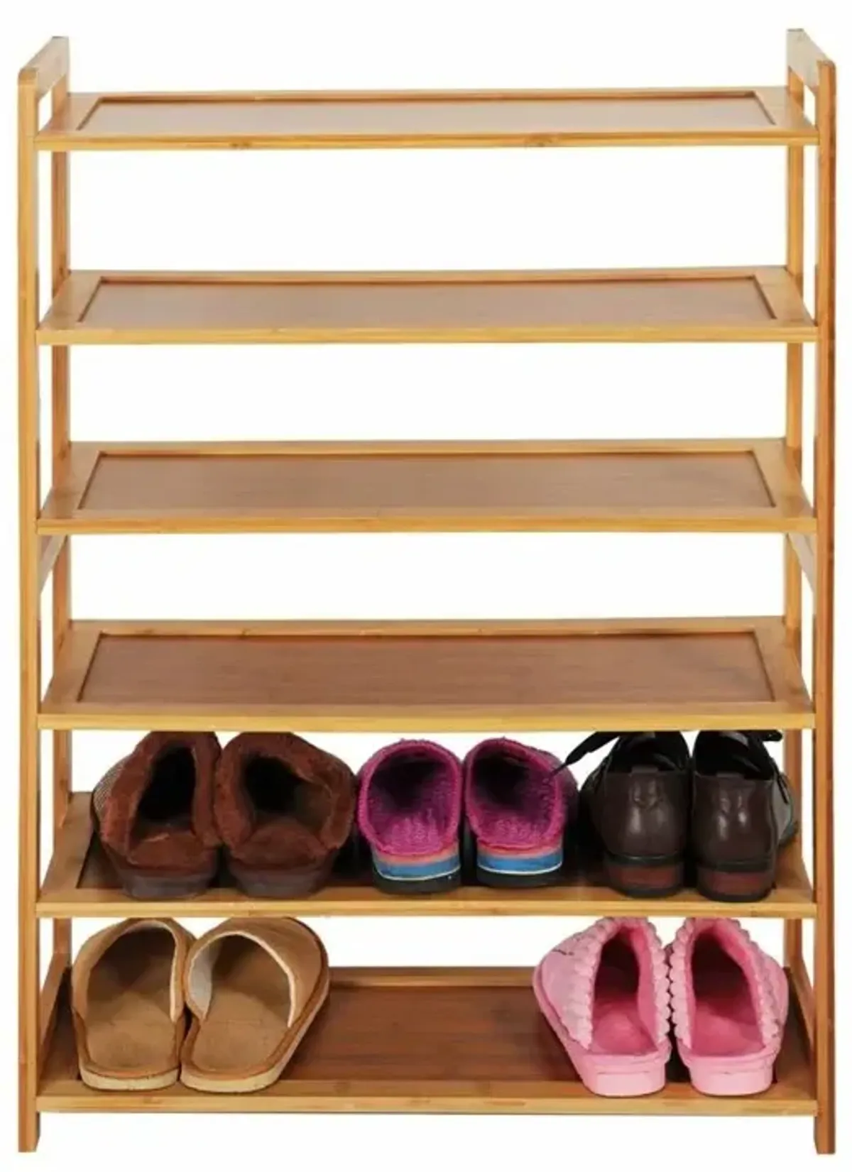 QuikFurn Solid Wood 6-Shelf Shoe Rack - Holds up to 24 Pair of Shoes