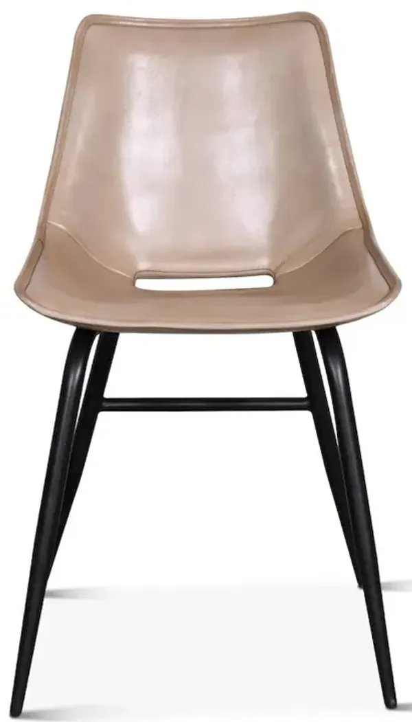 World Interiors Brisbane Leather Dining Chair In Dusty Tan - Set Of 2