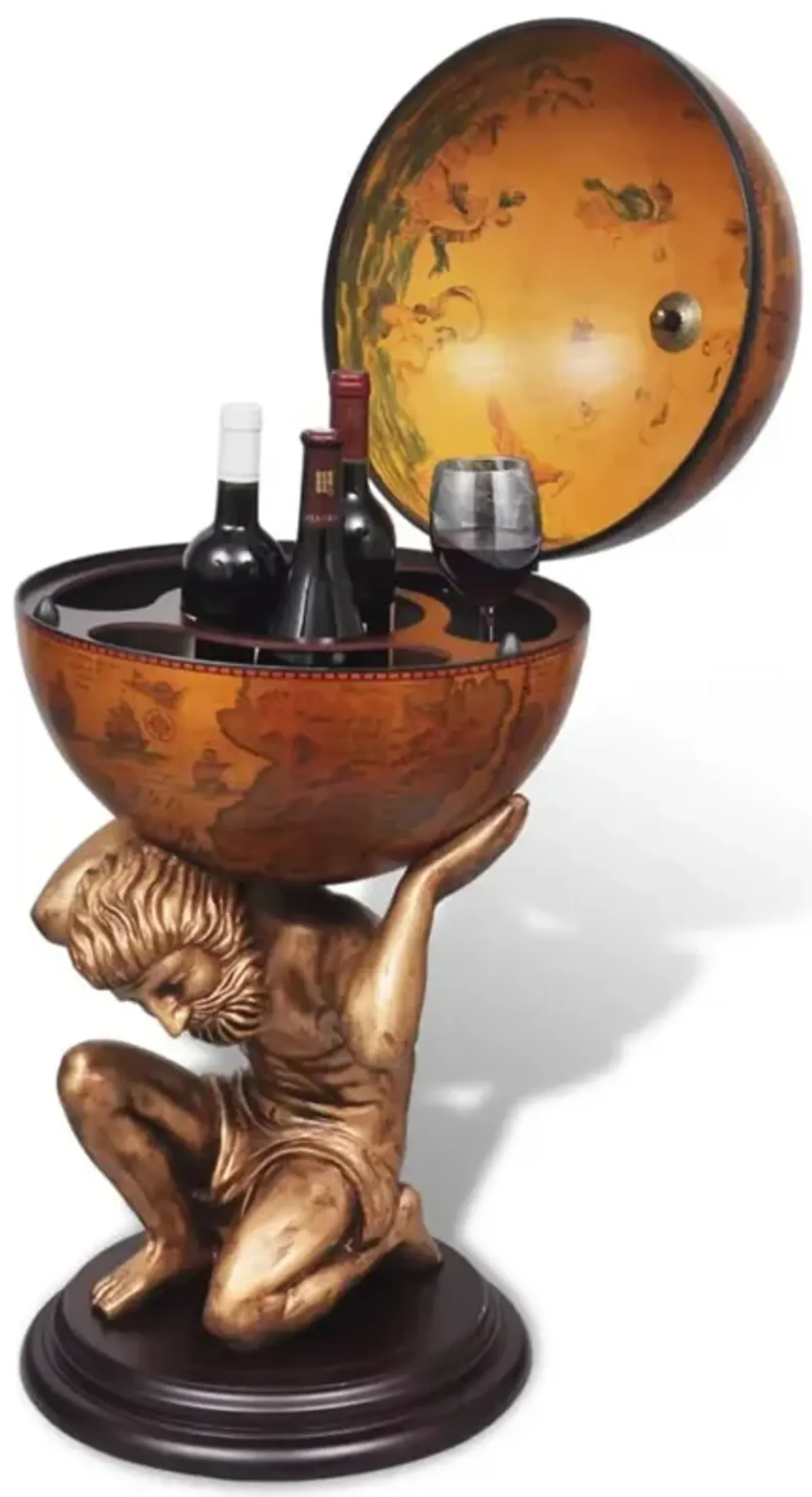 vidaXL Globe Bar Wine Stand Atlas Design 16.5"x16.5"x33.5"