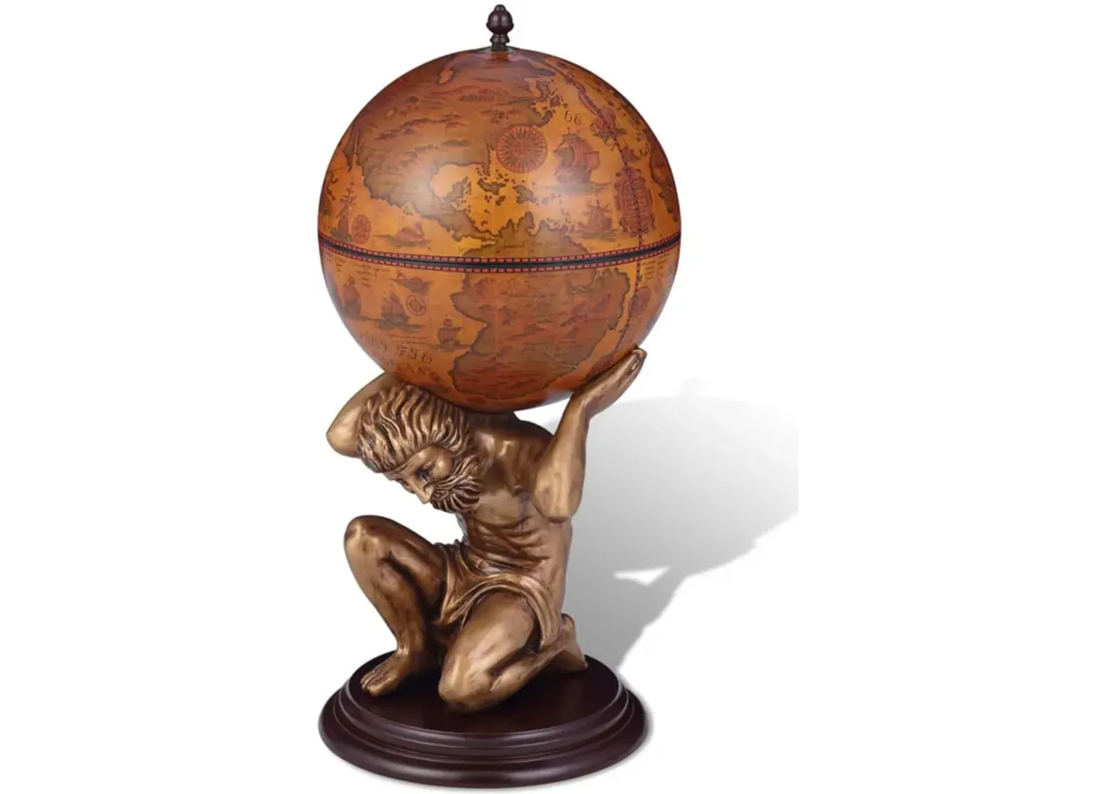 vidaXL Globe Bar Wine Stand Atlas Design 16.5"x16.5"x33.5"