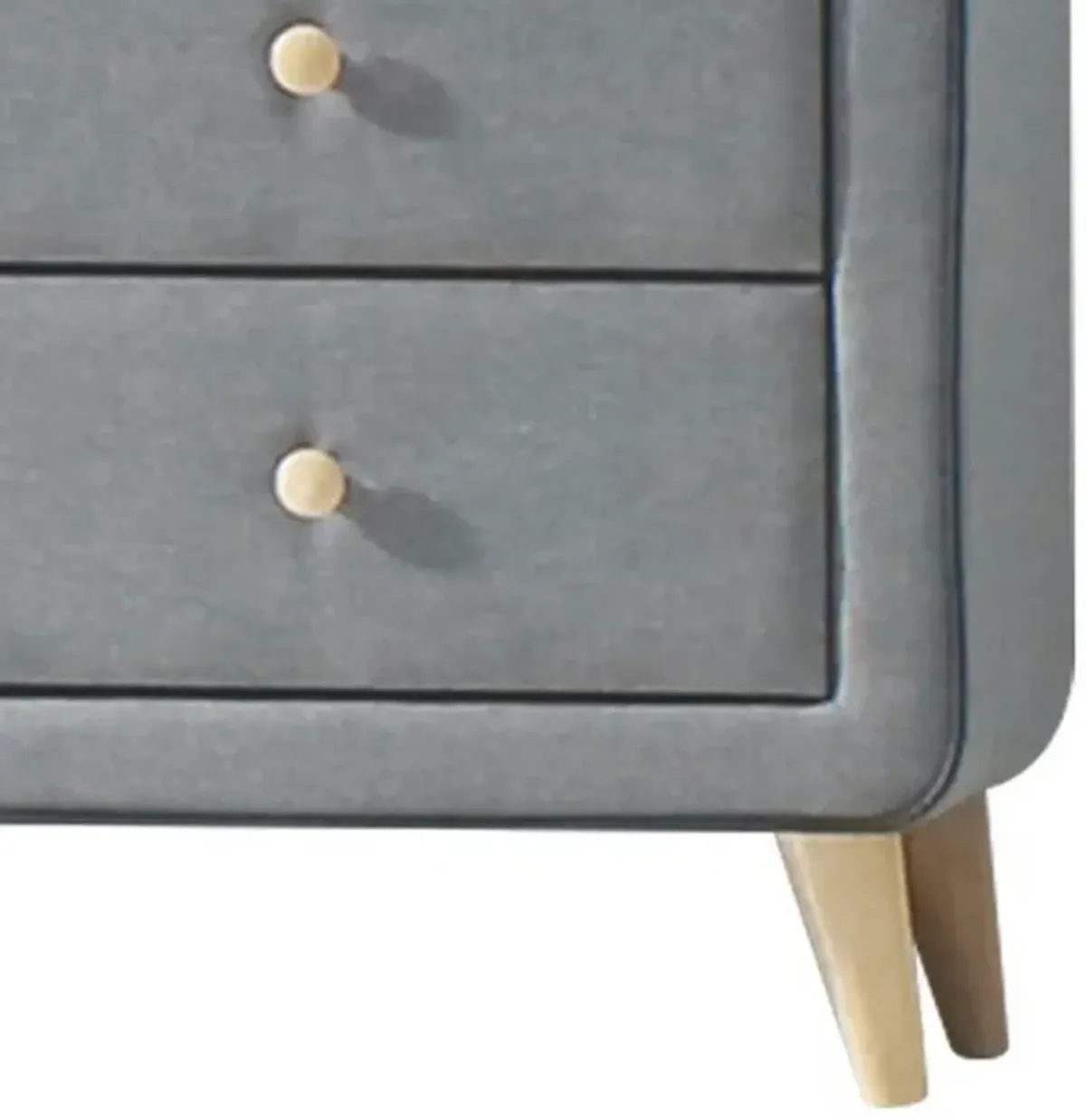 Transitional Style Wood and Fabric Upholstery Dresser with 6 Drawers, Gray-Benzara