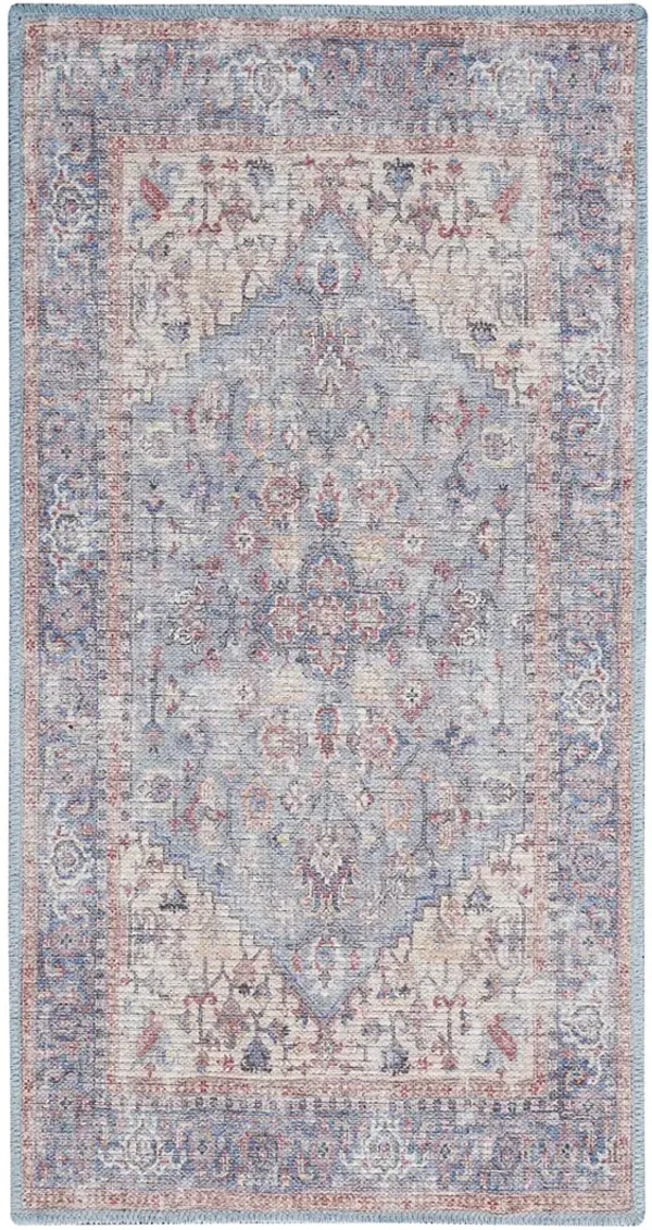 Machine Washable Series 1 SR104 Blue/Multicolor 3' x 5' Rug