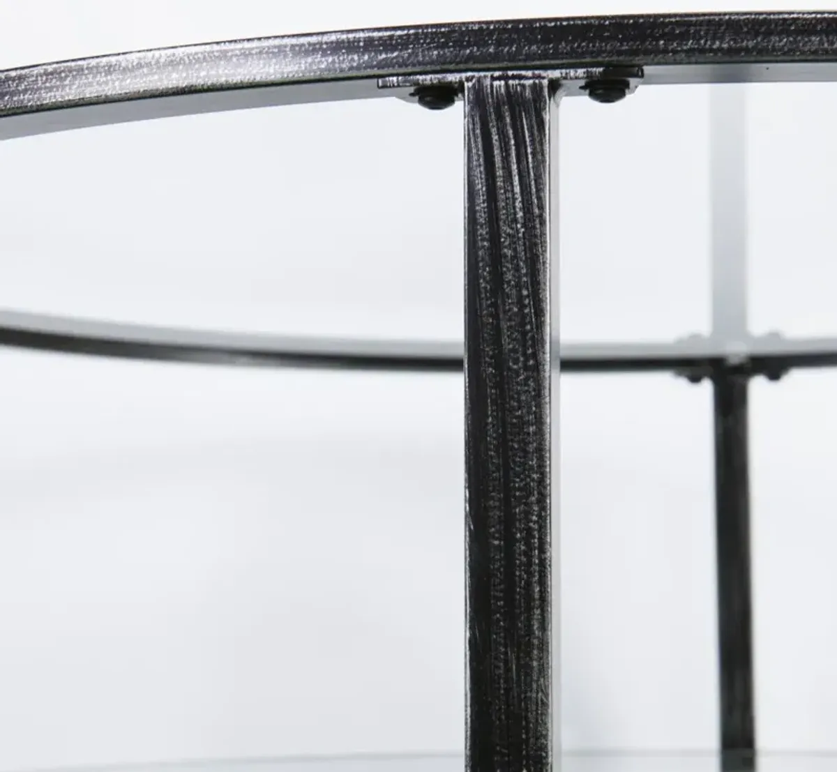 Hivvago 36" Black Glass And Metal Round Coffee Table