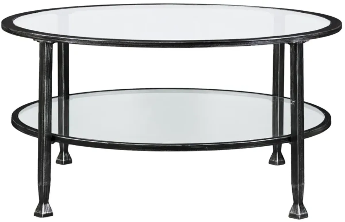 Hivvago 36" Black Glass And Metal Round Coffee Table